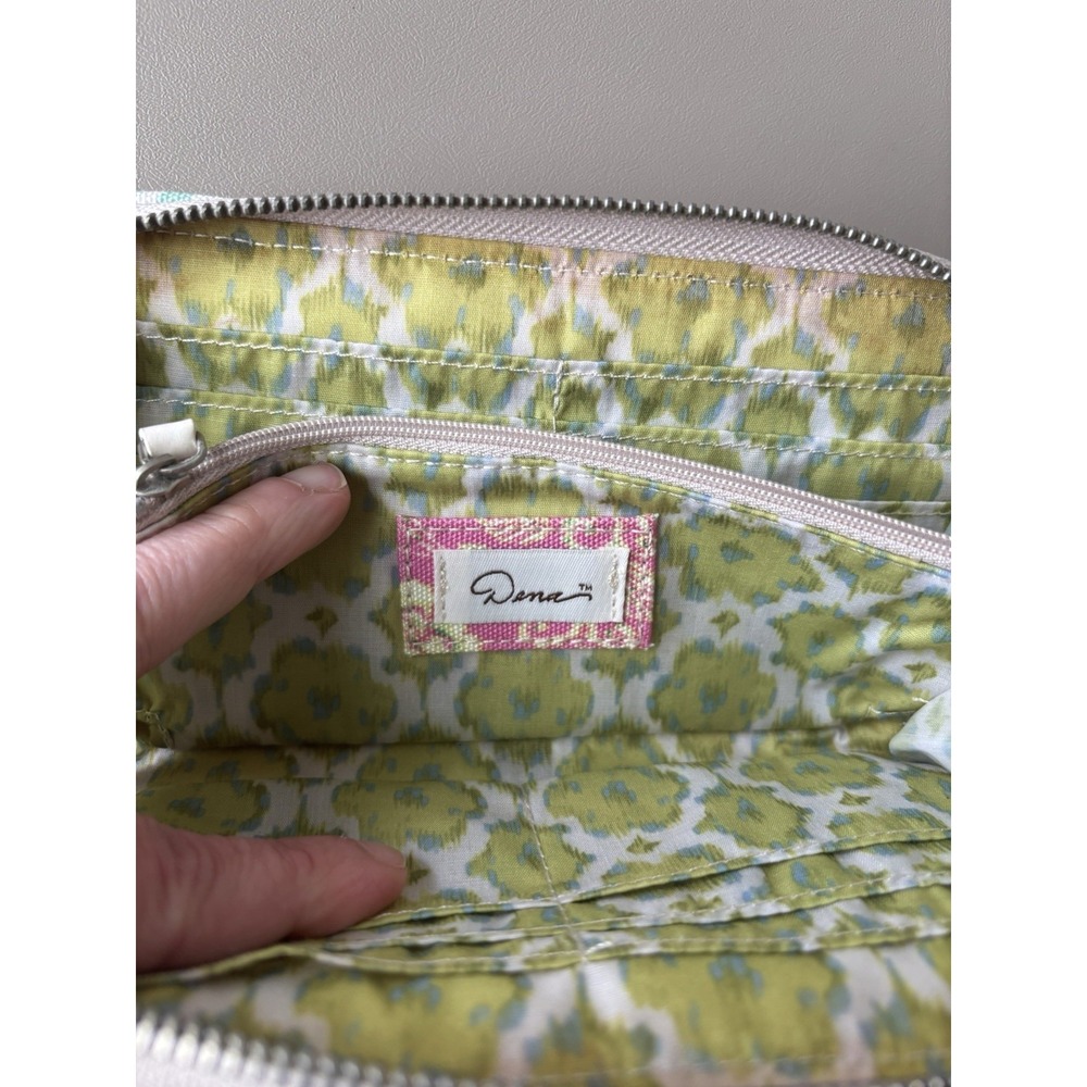 Dena Zip Around Canvas Pink Floral Green Women's Wallet 7.5"x4" - Picture 5 of 8
